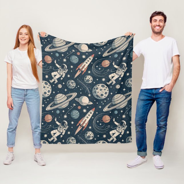 Vintage Blue Galaxy Fleece Blanket (In Situ)