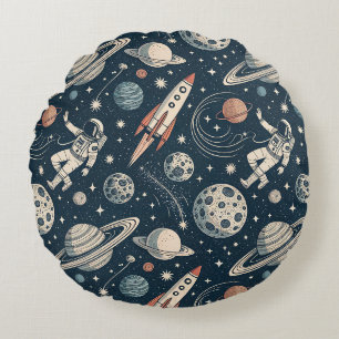 Vintage Blue Galaxy Round Cushion