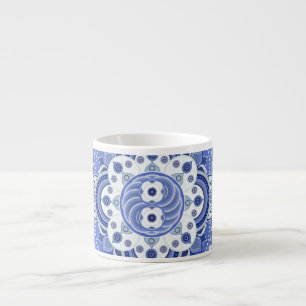 Vintage blue geometric, Indian ornament. Espresso Cup