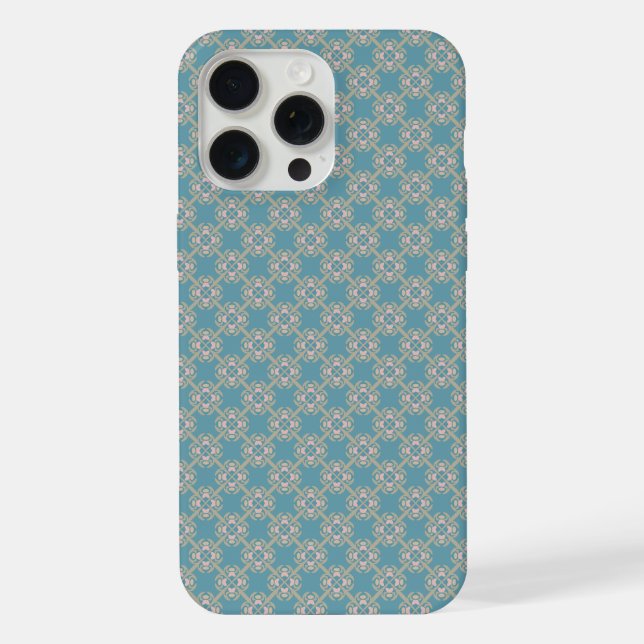 Vintage Blue Geometric Pattern iPhone Case (Back)