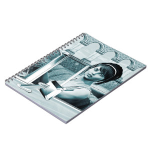 Vintage Blue Glamour Woman Portrait Art Notebook