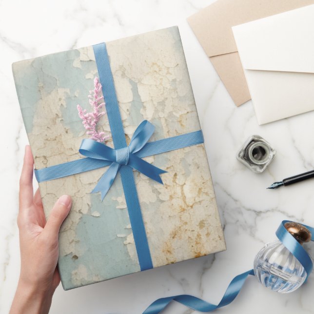 Vintage Blue Gold Grunge Pattern  Wrapping Paper (Gifting)