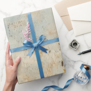 Vintage Blue Gold Grunge Pattern Wrapping Paper