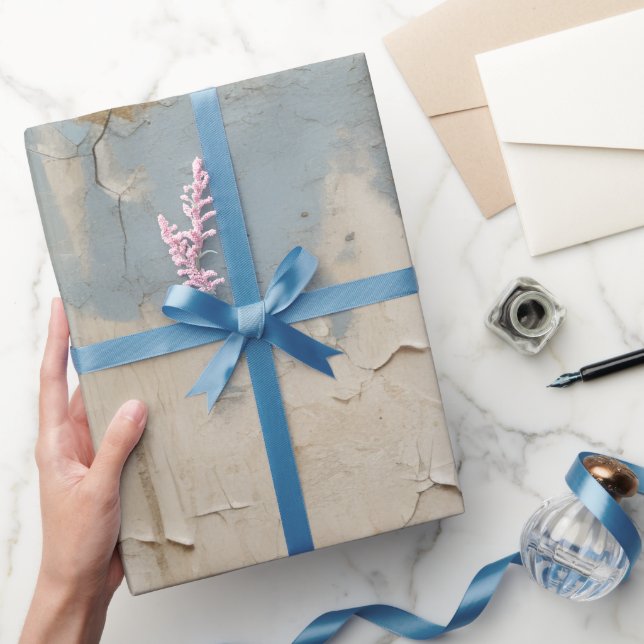 Vintage Blue Gold Grunge Pattern  Wrapping Paper (Gifting)