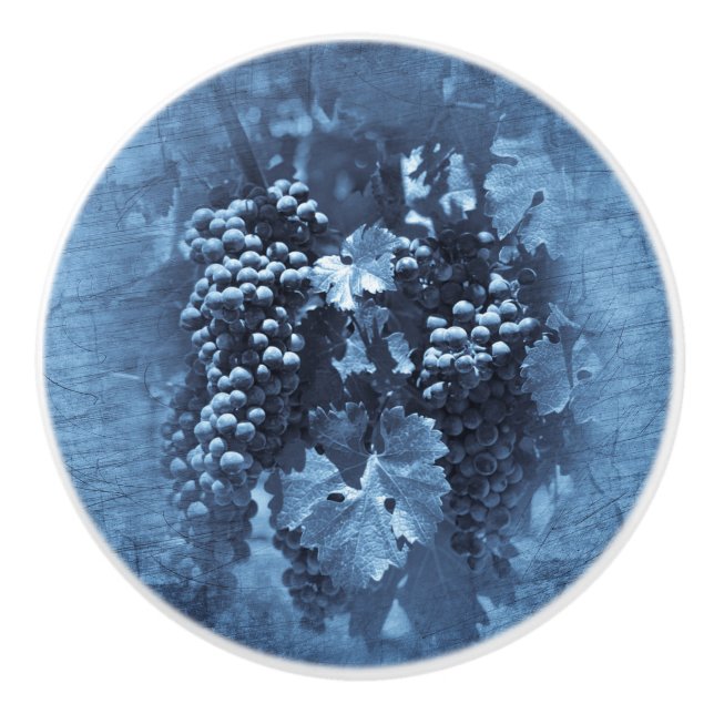 Vintage Blue Grapes Plaster Ceramic Knob (Front)