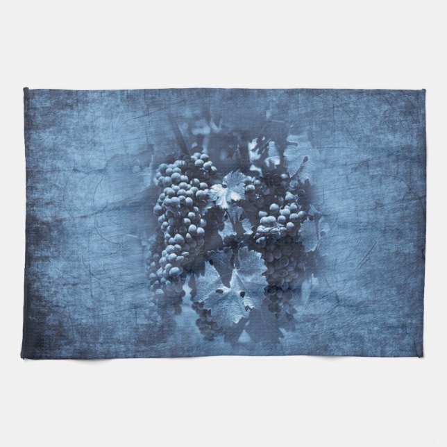 Vintage Blue Grapes Plaster Tea Towel (Horizontal)