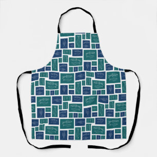 Vintage Blue Green Fish Pattern Apron