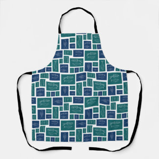 Vintage Blue Green Fish Pattern Apron