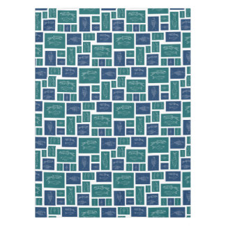 Vintage Blue Green Fish Pattern Tablecloth