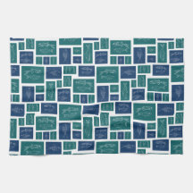 Vintage Blue Green Fish Pattern