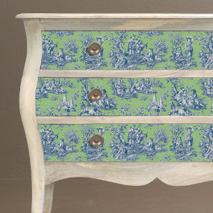 Vintage Blue Green Floral Toile de Jouy Tissue Paper