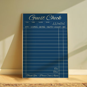 Vintage Blue Guest Check Poster