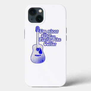 Vintage blue guitar with a positive quote iPhone 13 case
