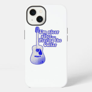 Vintage blue guitar with a positive quote iPhone 13 case