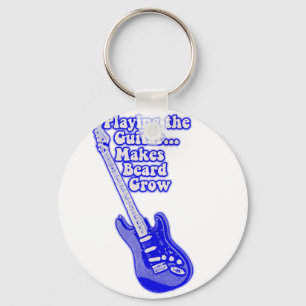 Vintage blue guitar with motivational words key ring