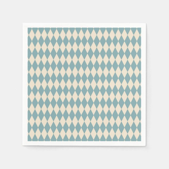 Vintage  Blue Harlequin  Napkin (Front)