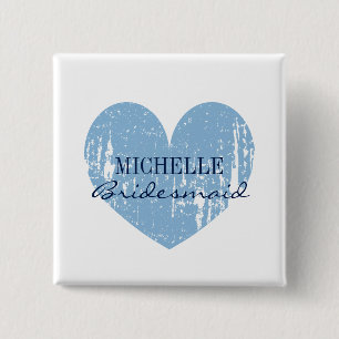 Vintage blue heart bridesmaids buttons Square