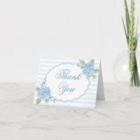 Vintage Blue Hydrangea Flower Stripe Bridal Shower
