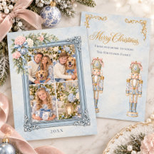 Vintage Blue Hydrangea Nutcracker Christmas Photo