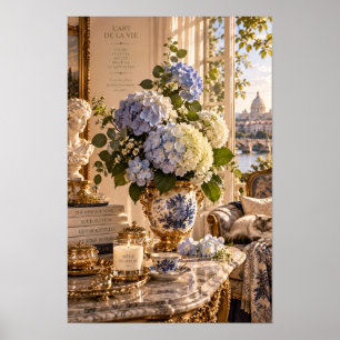 Vintage Blue Hydrangea Rome Wall Art