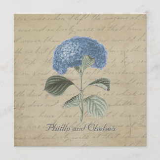 Vintage Blue Hydrangea Wedding Invitation