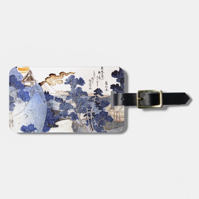 Vintage Blue Japanese Art Luggage Tag (Front Horizontal)