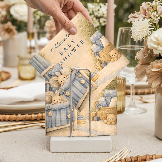 Vintage Blue Jeans Nursery Baby Shower Napkin (Creator Uploaded)