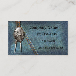 Vintage Blue Jeans Silver Bolo Business Card