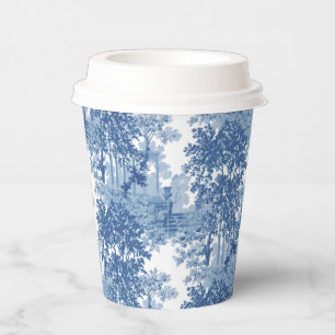 Vintage Blue Landscape Toile w/Urns and Columns Paper Cups