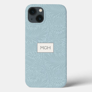 Vintage Blue Larkspur Flower Pattern Monogram iPhone 13 Case