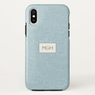 Vintage Blue Larkspur Flower Pattern Monogram iPhone XS Case