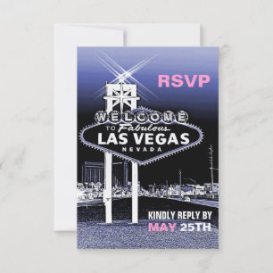Vintage Blue Las Vegas Modern Wedding RSVP