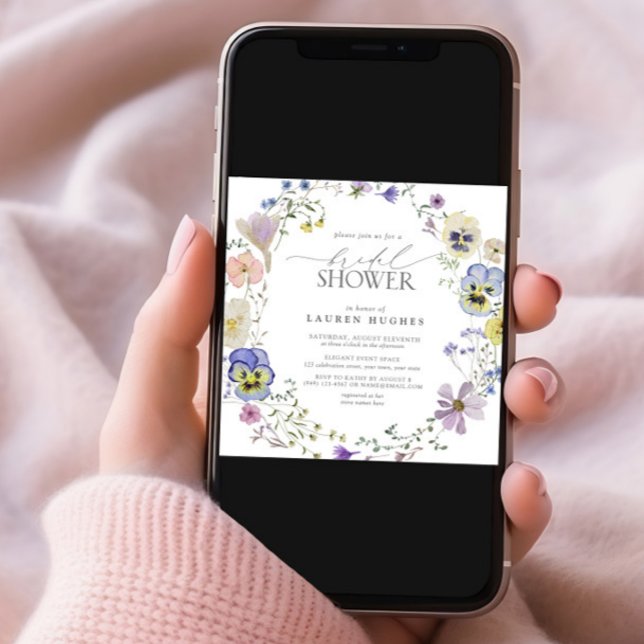 Vintage Blue Lavender Pressed Wildflower Shower  Invitation (Creator Uploaded)