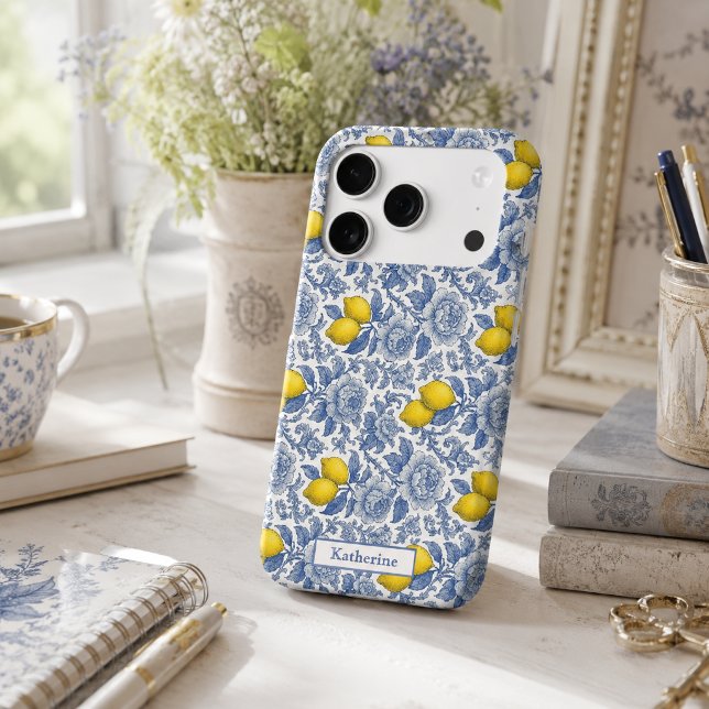 Vintage Blue Lemon Botanical Pattern Name (Creator Uploaded)