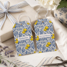 Vintage Blue Lemon Botanical Pattern Name
