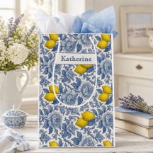 Vintage Blue Lemon Botanical Pattern Name