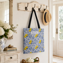 Vintage Blue Lemon Botanical Pattern Name