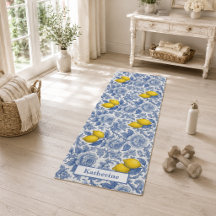 Vintage Blue Lemon Botanical Pattern Name
