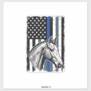 Vintage Blue Line Horse Flag Vector Design