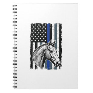 Vintage Blue Line Horse Flag Vector Design Notebook