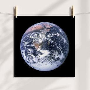Vintage Blue Marble Earth Photo 12x12 Poster