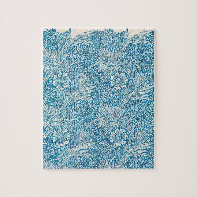 Vintage Blue Marigold Ornament Illustration Jigsaw Puzzle (Vertical)