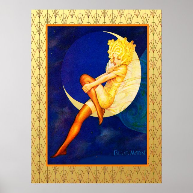 Vintage Blue Moon Poster (Front)