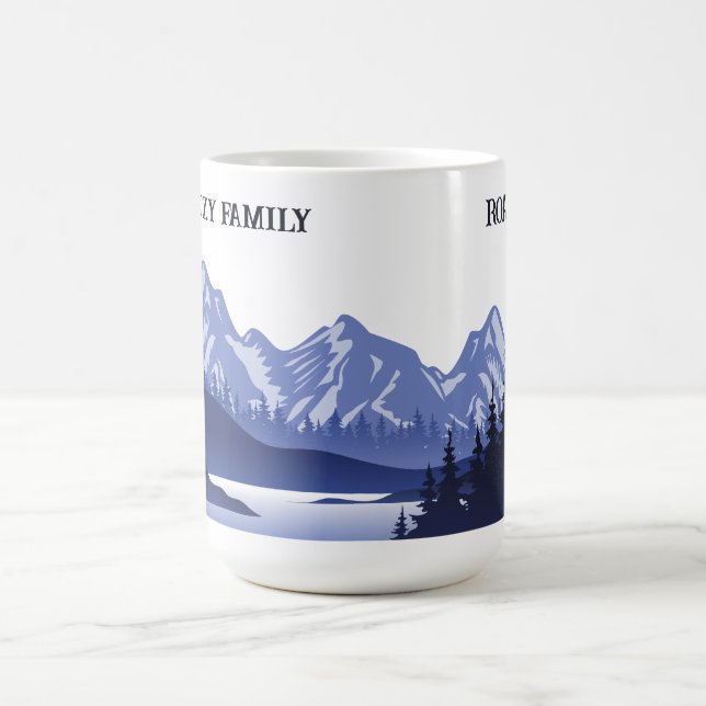 Vintage Blue Mountain Lake Sunset Coffee Mug (Center)