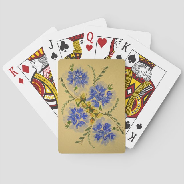 Vintage Blue Mums - Playing Cards (Back)