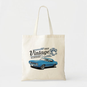 Vintage Blue Muscle Car Tote Bag