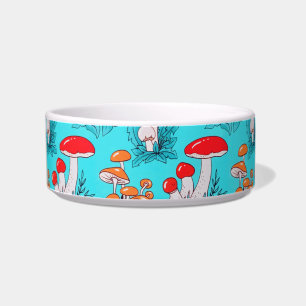 Vintage Blue Natural Forest Autumn Mushroom Bowl