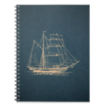 Vintage Blue Nautical Sailboat Art