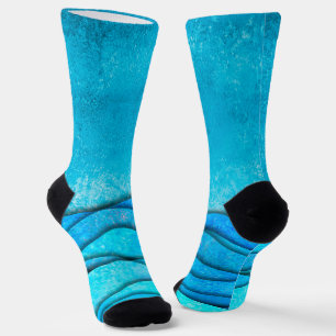 Vintage Blue Ocean Waves Socks