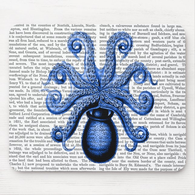 Vintage Blue Octopus 1 Underside Mouse Pad (Front)